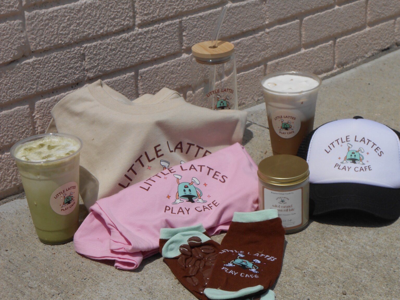 Little Lattes drinks and branded merchandise